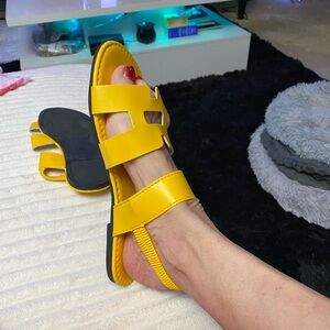Yellow Women’s Slide Sandals - Sleek Casual Straps. Size 42/ 9 1/2.